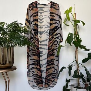 Animal Print Sheer Kimono